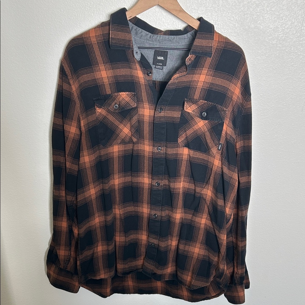 Vans Orange and Black Checkered Shirt